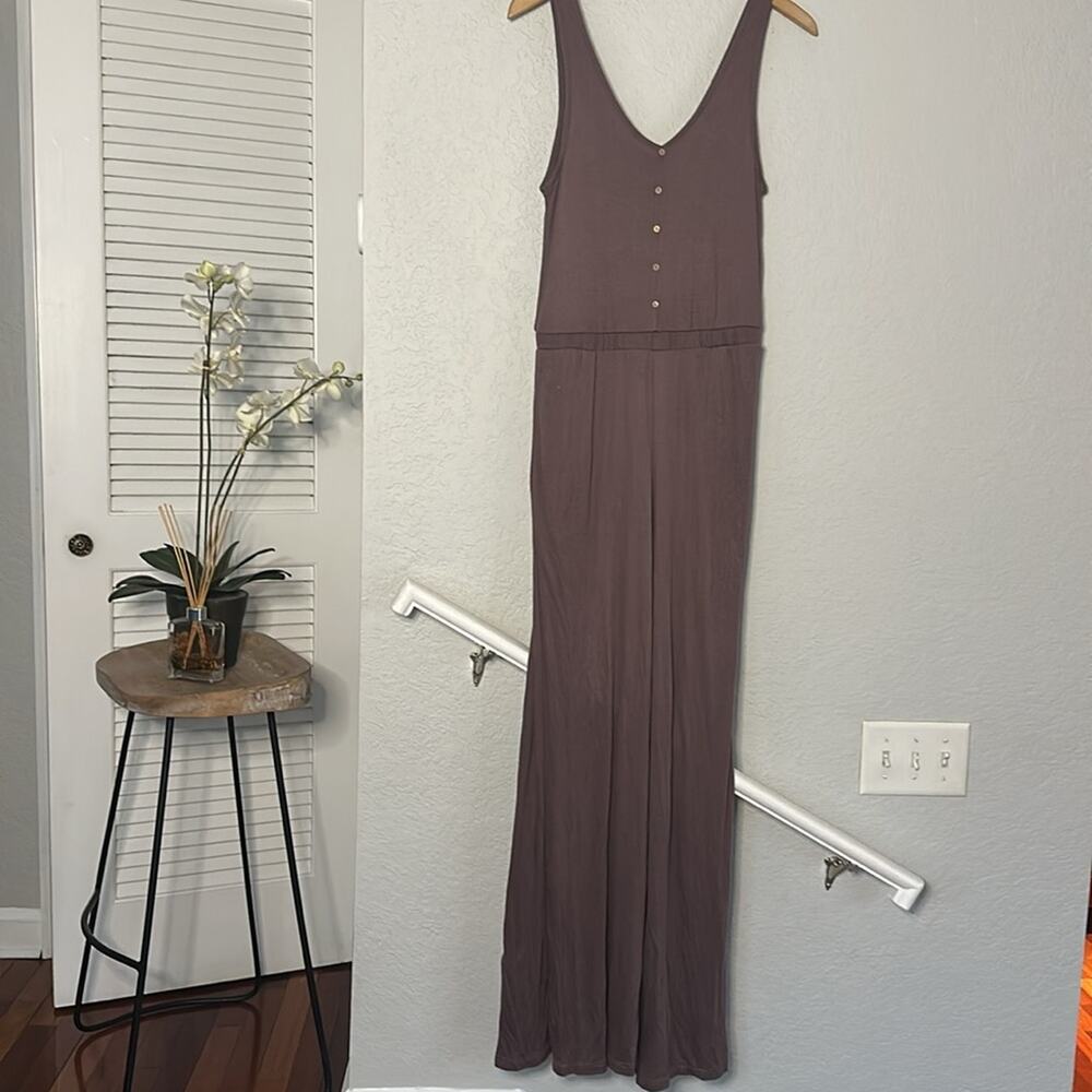 NEW Anthropologie By Together Brown Tank Jumpsuit Granola Girl Travel Summer